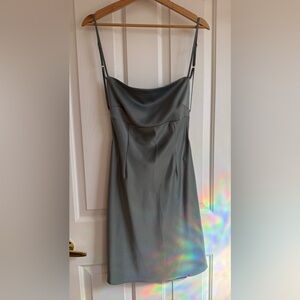 Fiesta Satin Open Back Slip Dress in Gray - Size L